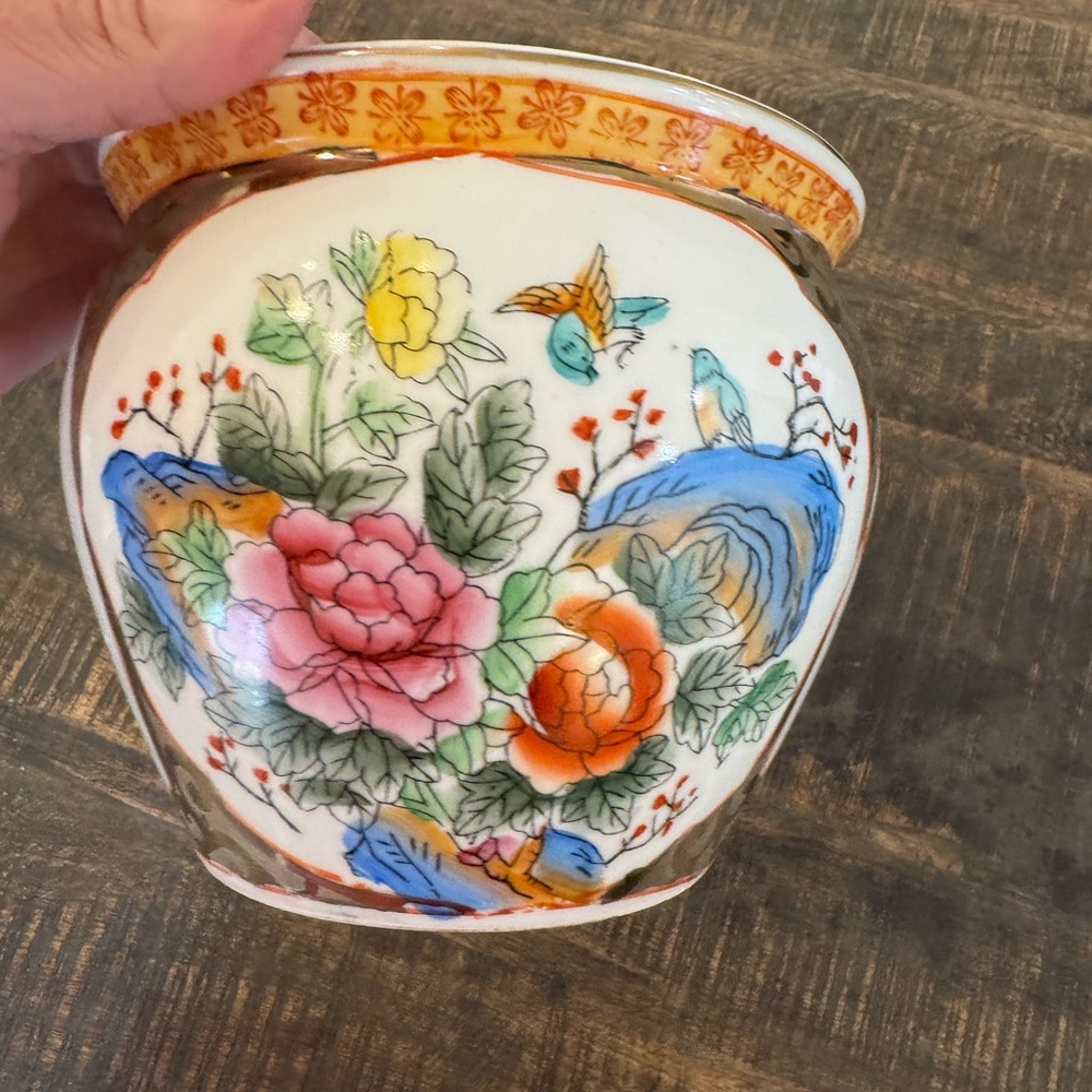 Floral Ceramic Vase with Colorful Design